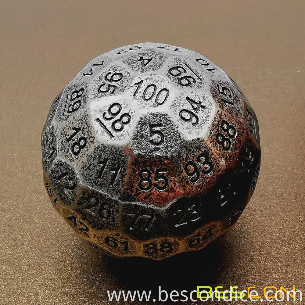 Brass D100 Dice Metal Single 100 Sided Polyhedral Dice 4